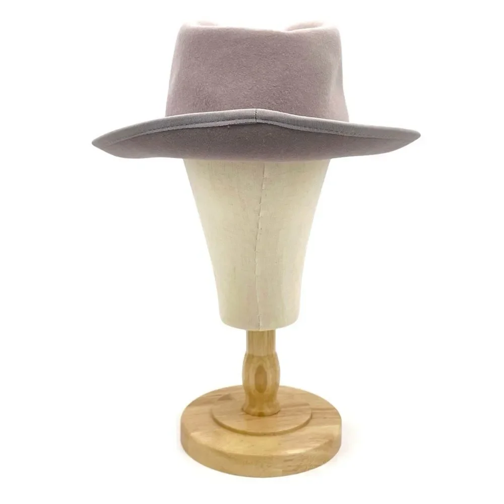 NWT Anthropologie Taupe Wool Fedora Hat Grosgrain Band Wide Brim One Size Womens